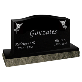 Black headstone with curved top
